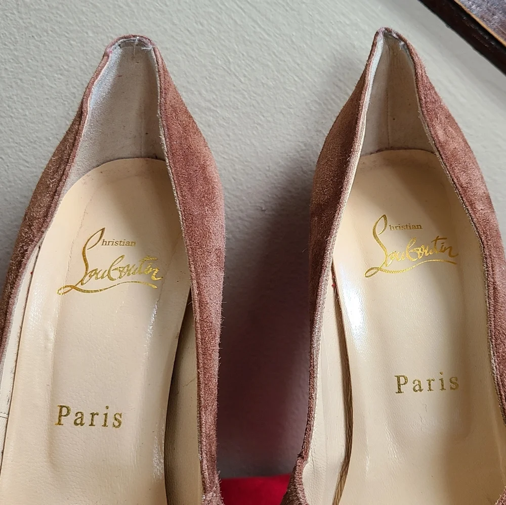 Christian Louboutin Brown Suede Platform Heels 38 1/2 - Picture 6 of 15